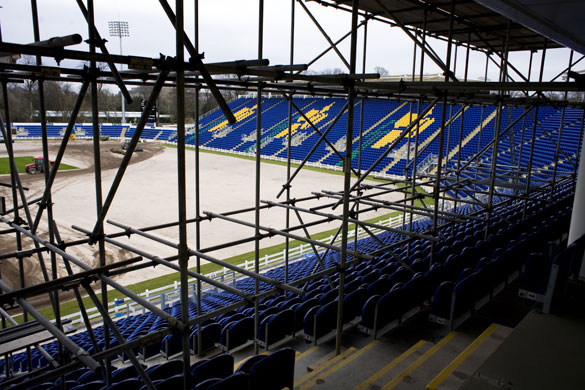 Swalec stadium: Scaffolding in the stands