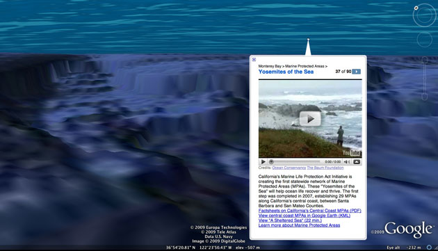Gallery Google earth: Monterey, with 'Explore the Ocean' layer