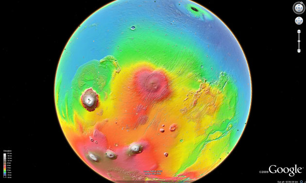 Gallery Google earth: Mars, colourised terrain