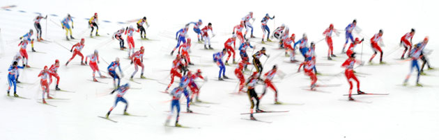 24 Sport: Nordic combined competitors mass start