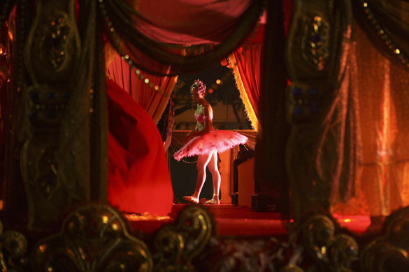 23 February 2009: Rio de Janeiro, Brazil: A reveller takes her position on a float