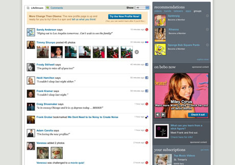 Bebo Profile Page