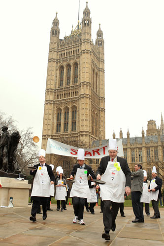 Pancake race: The Rehab UK Parliamentary Pancake race