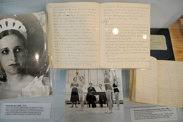 Ballet museum exhibits: Ursula Moreton's journal, recording her lessons from Francesca Zanfretta.