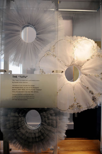 Ballet museum exhibits: A jewelled tutu and layers of stiffened net which support it.