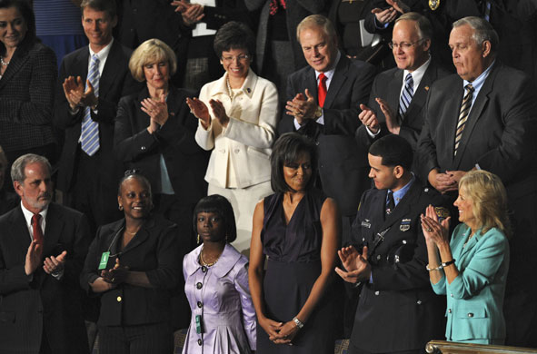 Barack Obama address: Michelle Obama during the address