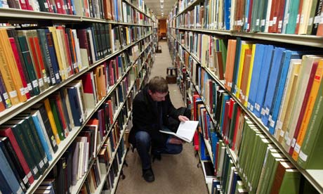 Student in a university library