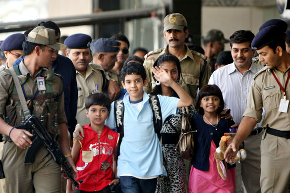 Slumdog children return: Slumdog Millionaire child actors arrive in Mumbai, India.