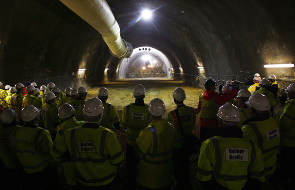 27 February 2009: Hindhead, UK: The breakthrough to link the north and south tunnels