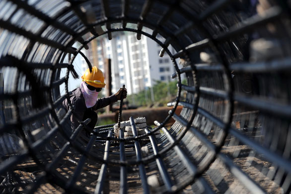 27 February 2009: Ho Chi Minh, Vietnam: A worker on a construction site