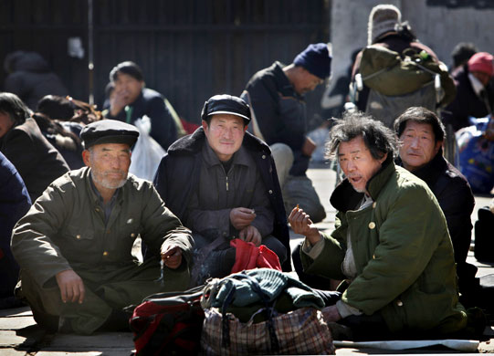 27 February 2009: Beijing, China: Petitioners wait to air their grievance