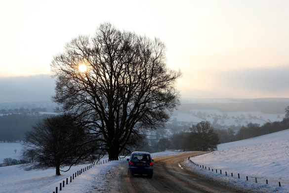 Gallery Snow updated: Chatsworth, Derbyshire: Motorists carefully negotiate the roads.