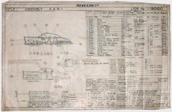 Gallery Thunderbirds auction: FAB 1 original Dinky blueprints.