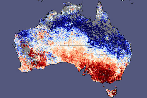 Gallery Severe drought: Map of Australia with land surface temperature