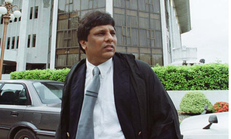 EDITOR OF THE SUNDAY LEADER NEWS PAPER LASANTHA WICKREMATUNGA IN COLOMBO.