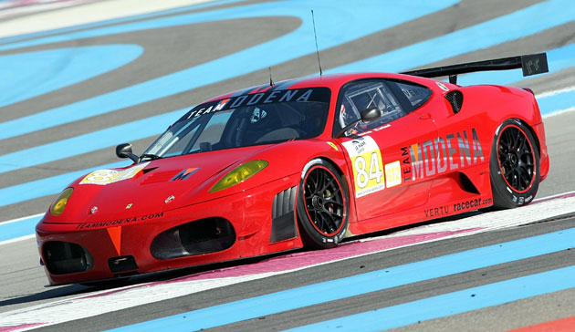 24sport: Leo Mansell drives his Ferrar F430GT during a Le Mans test session