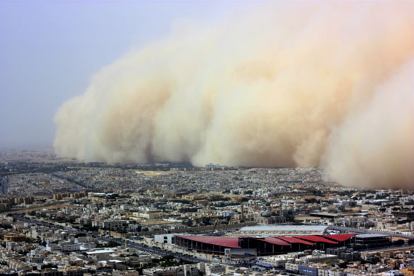 Gulf sandstorm: A huge sand storm engulfs the Saudi capital of Riyadh, Saudi Arabia. 