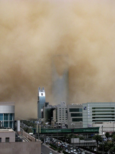Gulf sandstorm: A huge sand storm engulfs the Saudi capital of Riyadh, Saudi Arabia.
