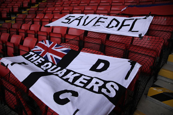 Darlington: Some banners in the closed stands