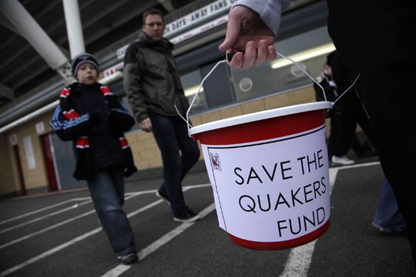 Darlington: A bucket collection for the 'Save The Quakers Fund' 