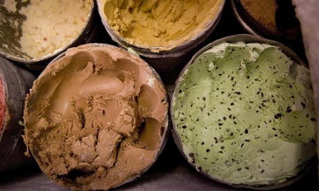 Ice cream tubs Tubs of ice-cream at Swensen's Ice Cream shop in San