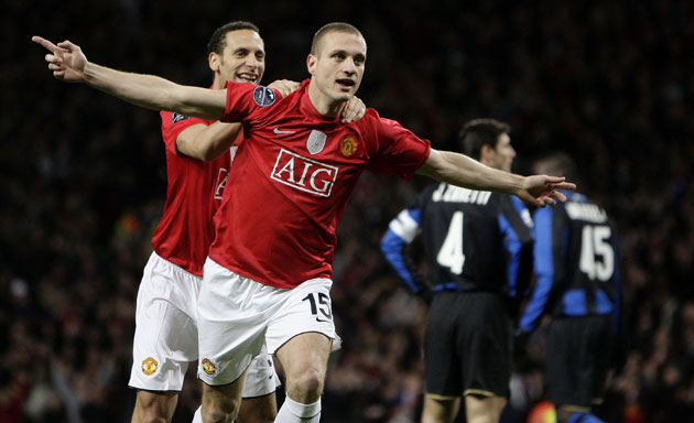 Manchester United v Inter: Nemanja Vidic celebrates