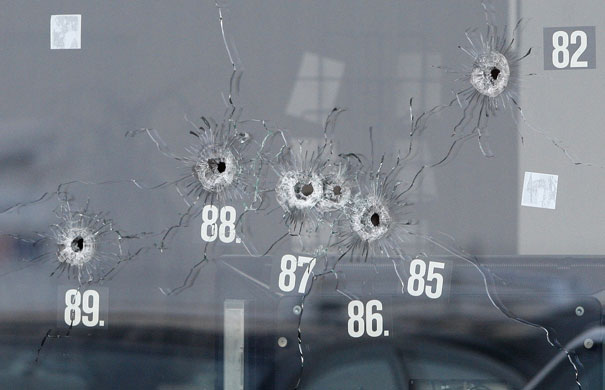 Shooting in Germany: Bullet holes at the crime scene