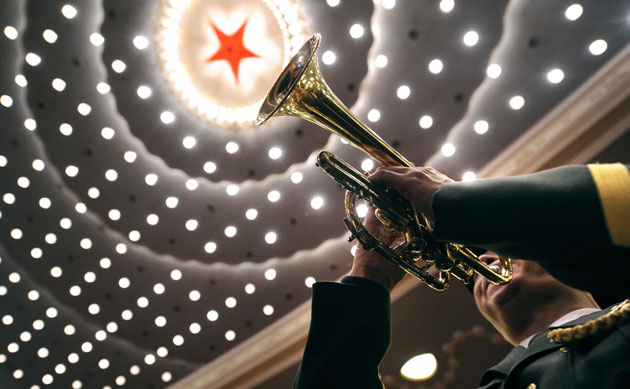24 hours in pictures: The People's Liberation Army  band play at  China's annual parliament 