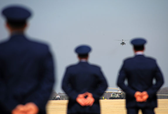 24 hours in pictures : Marine One, carrying US President Barack Obama  at Andrews Air Force Base