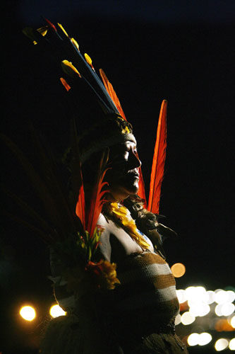 24 hours in pictures : Patamona tribe member in Brasilia  