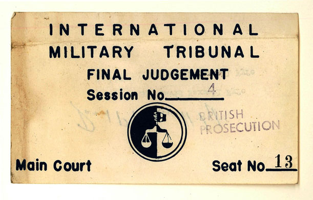 Nuremberg: Deputy Chief Prosecutor at Nuremberg David Maxwell Fyfe's official pass
