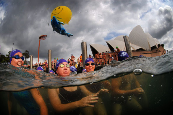 2 March 2009: Sydney, Australia: Competitors line up for the Sydney Harbour Swim