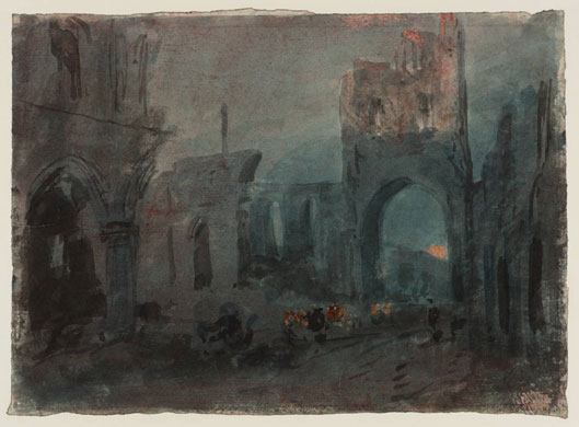Google and Tate: Kirkstall Abbey, Moonrise: Colour Study  circa 1800-5 