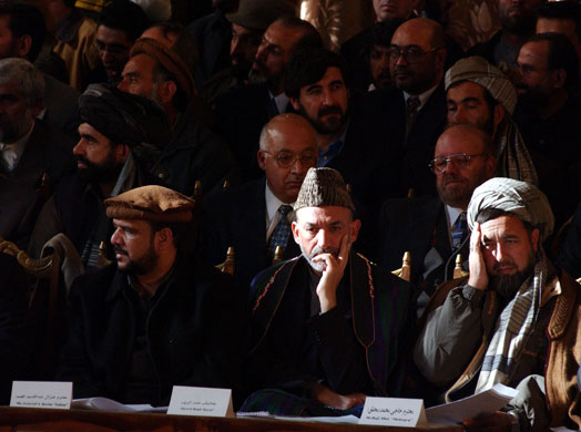 Hamid Karzai : Hamid Karzai takes the oath of office as interim Afghan leader in 2001