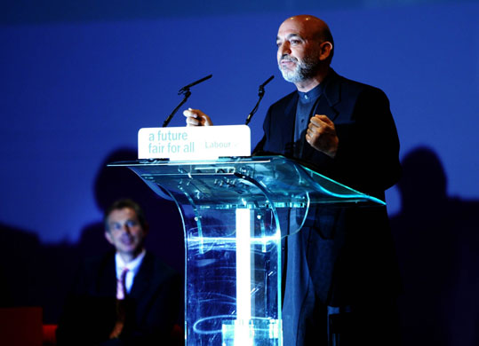 Hamid Karzai : Hamid Karzai addresses the Labour party conference in 2003