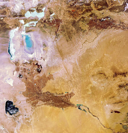 Satellite eye on Earth: ice-covered Aral Sea