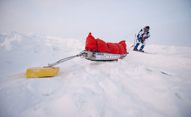 Catlin Arctic Survey: Pen Hadow dragging his sledge 