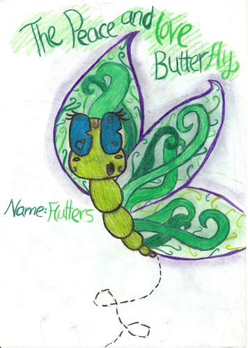 Monsters Inked: Flutters the peace and love butterfly by gamegal