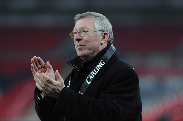 Fantasy boardroom: Sir Alex Ferguson applauds his fans at the end. 