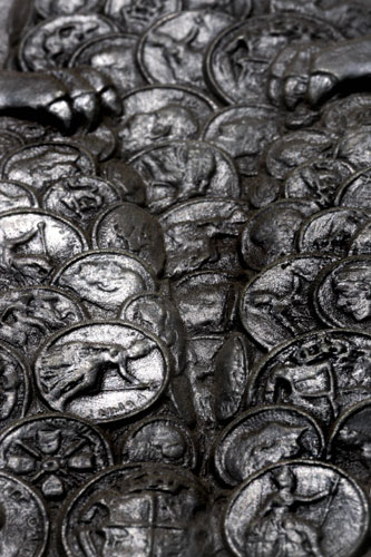 Week in Business: Details of a motif on a door of Bank of England in the City of London.