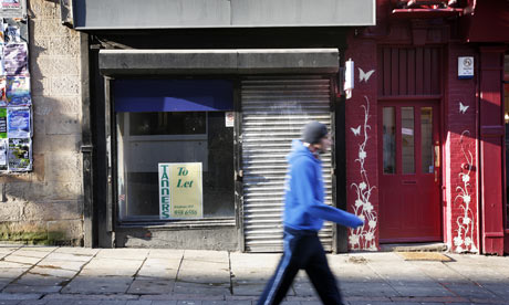 As the recession bites, a shop in Nottingham's Lace Market is closed