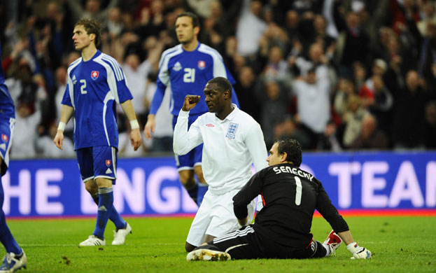 England v Slovakia: Heskey celebrates