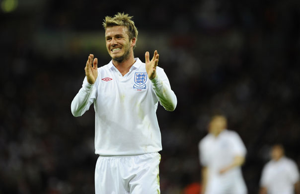 England v Slovakia: Beckham enjoys himself