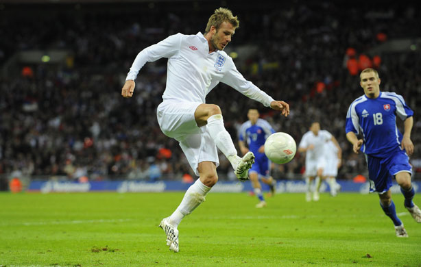 England v Slovakia: Beckham controls the ball