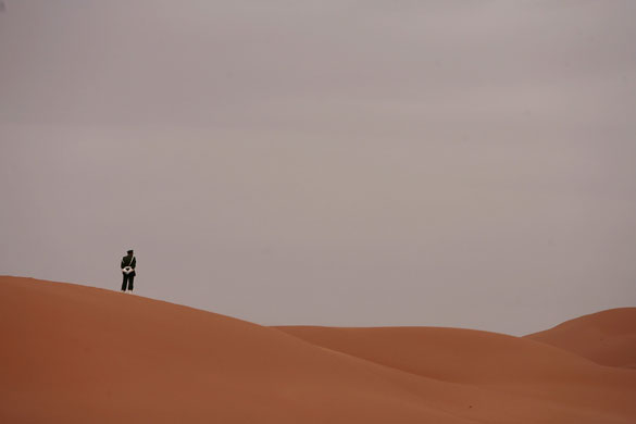 24 hours in pictures: Illizi, Algeria: A gendarme guards an area during the election campaign