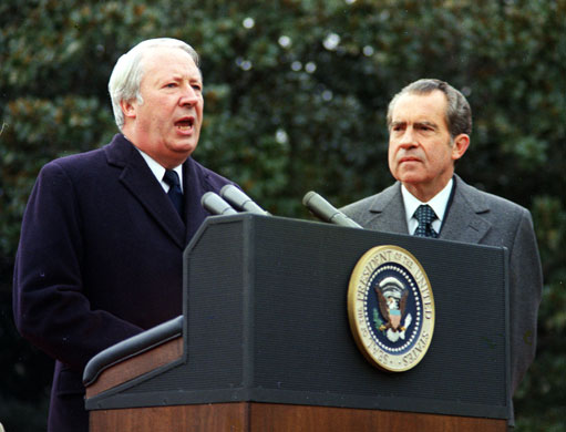 Presidents and PMs: PM Edward Heath with President Richard Nixon at the White House1973