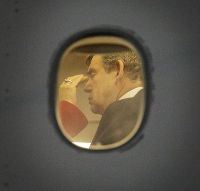 3 March 2009: Maryland, US: Gordon Brown has a make-up check at Andrews Air Force Base