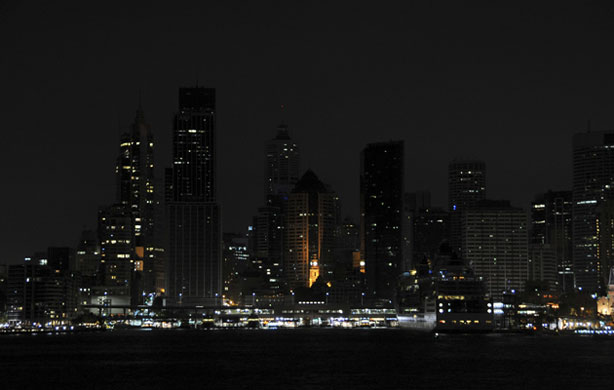 Earth Hour: The Sydney skyline during Earth Hour, Australia