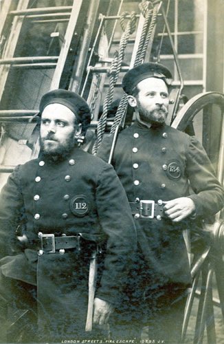Firefighter uniforms: 1890: Two London firemen ready for action
