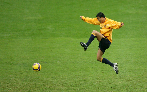 Sport: 24 hours: Tim Cahill of Australia practices during a Socceroos Training Session